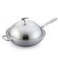 Fry Pan Set Premium 2X 18/10 Stainless Steel 36cm Top Grade Skillet with Helper Handle and Lid