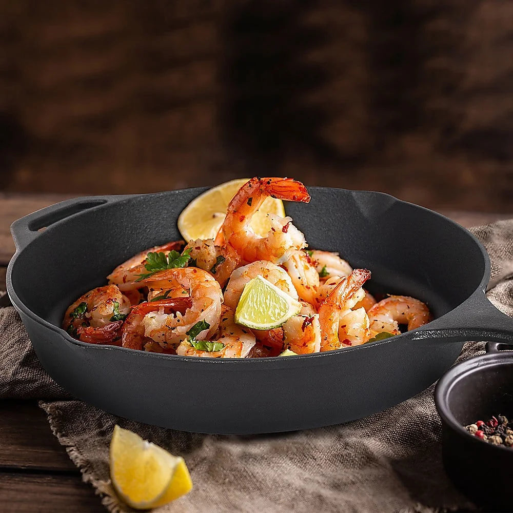 Frying Pan Non-Stick Cast Iron Steak Skillet Round BBQ