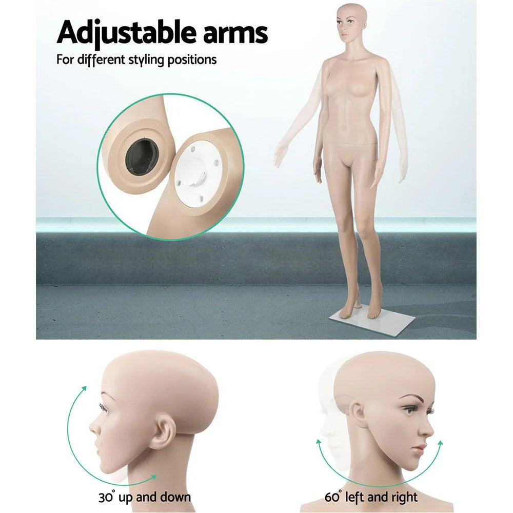 Full Body Female Mannequin 175cm Tall Skin-Colored