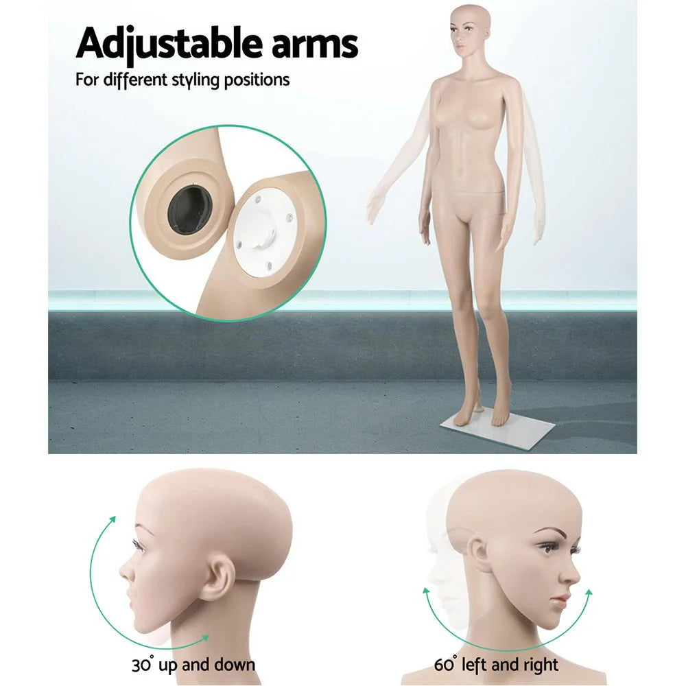 Full Body Female Mannequin 175cm Tall Skin-Colored
