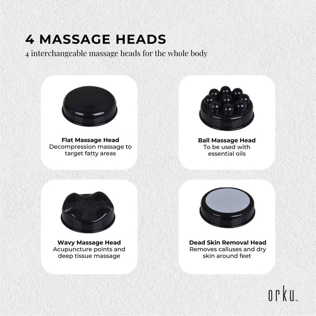 Full Body Vibration Handheld Massager - 4 Massage Heads