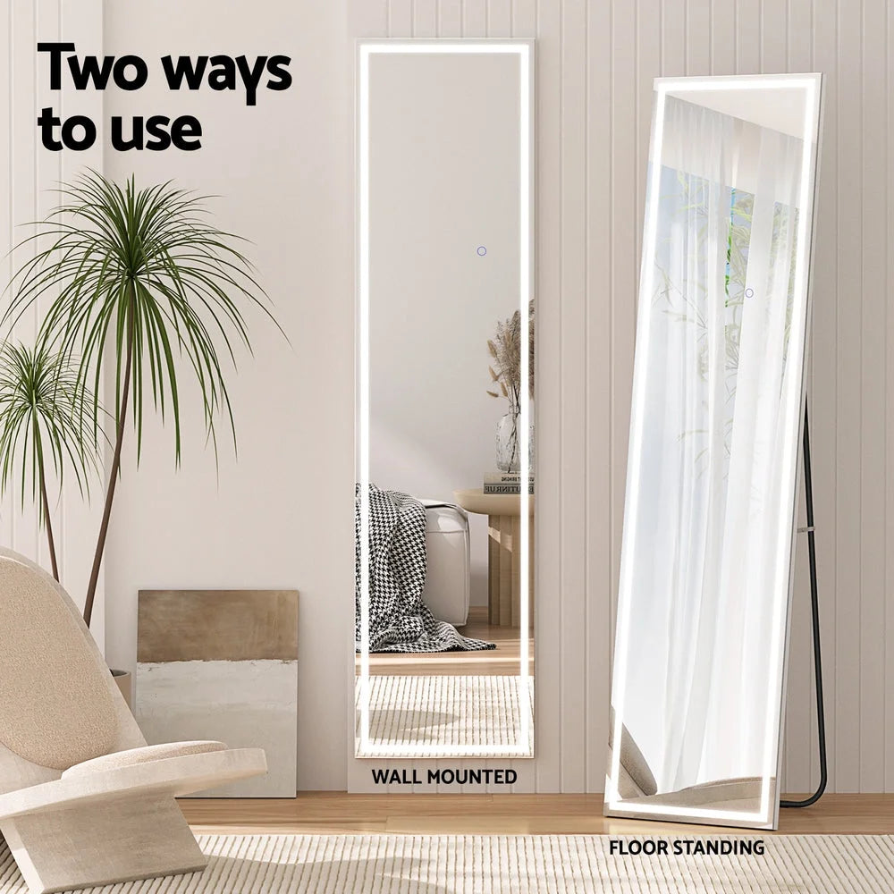 Full-Length Floor Wall Mirror with LED Light - Home & Garden