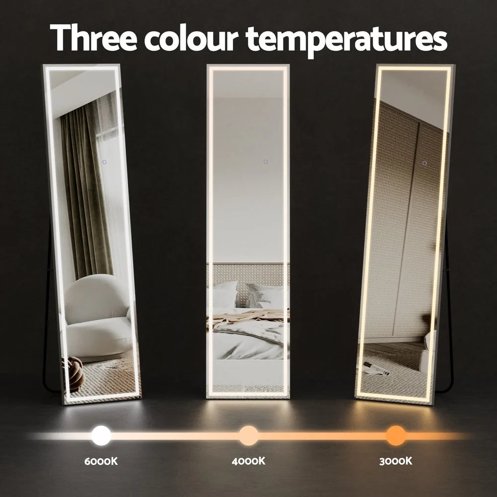 Full-Length Floor Wall Mirror with LED Light - Home & Garden