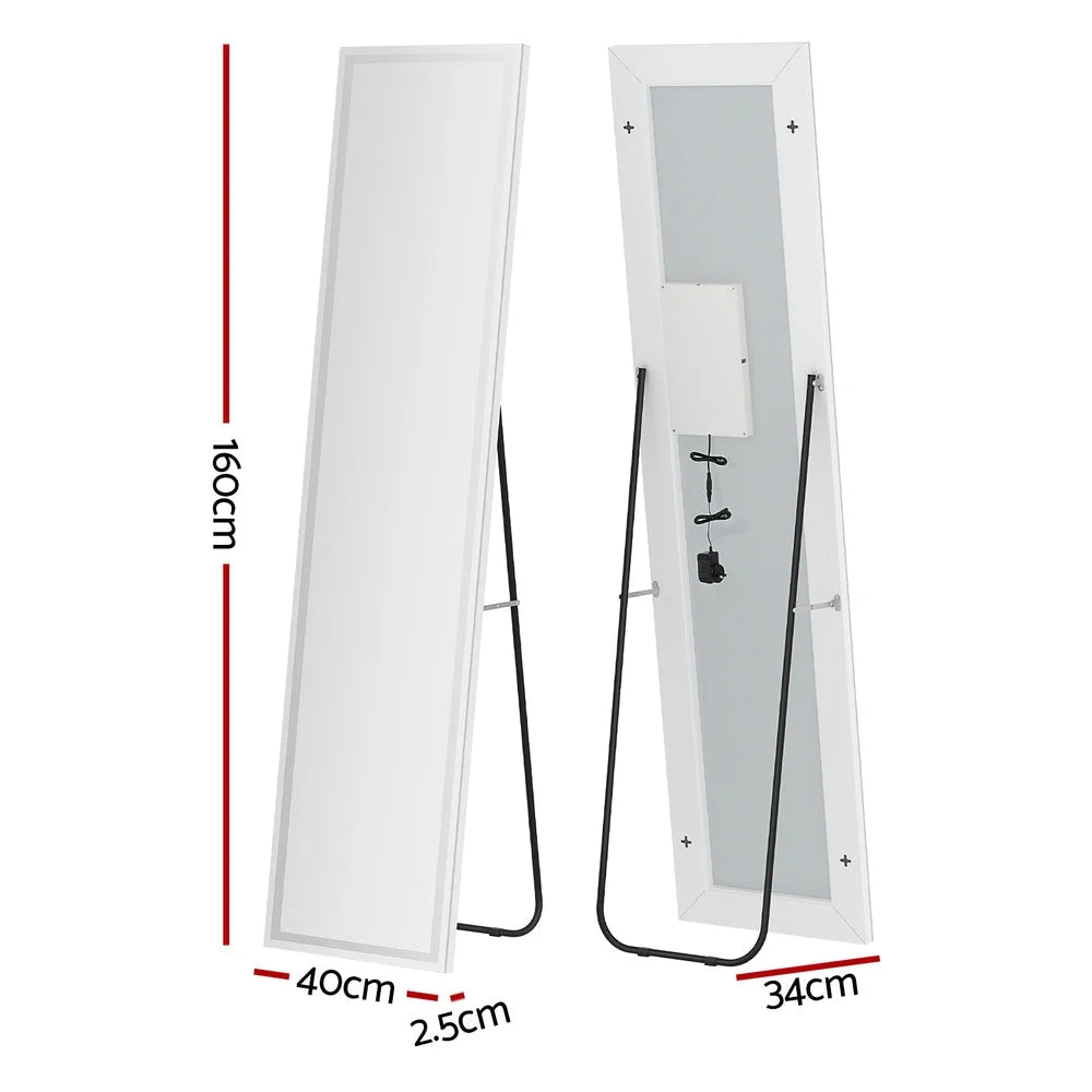Full-Length Floor Wall Mirror with LED Light - Home & Garden