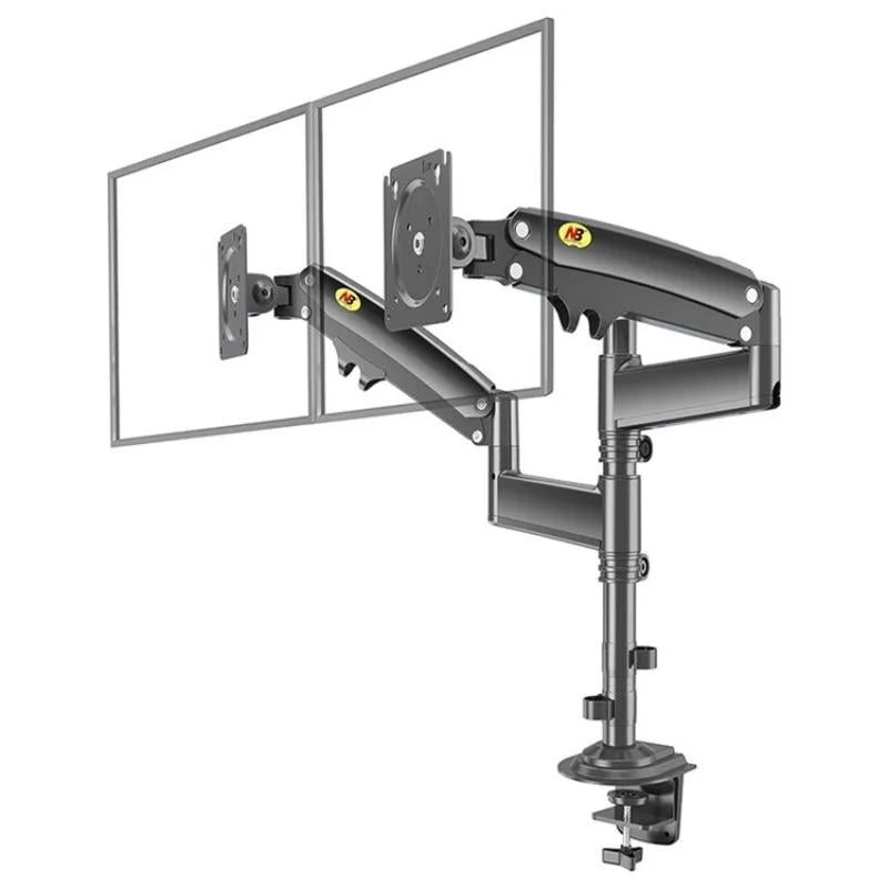 Full Motion Dual Arm Clamp For 22-32 Inch Lcd Tv Monitor Desk Holder With Gas Spring-1964932234410594304