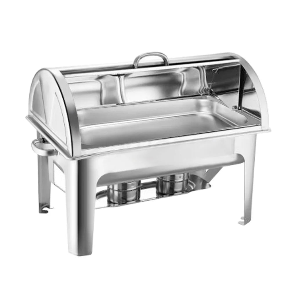 Full Size Chafing Dish 9L Stainless Steel Roll Top Food Warmer - Premium