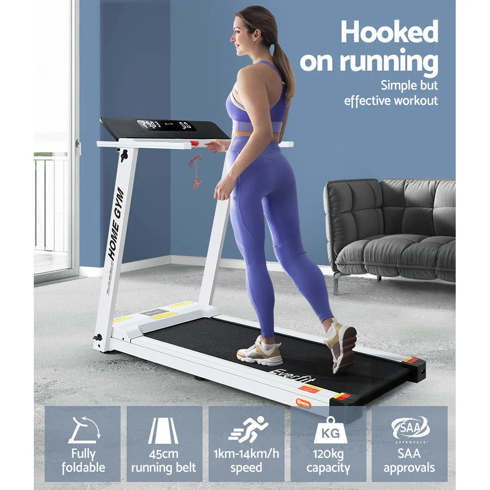 Fully Foldable Treadmill Home Gym Exercise Fitness - White