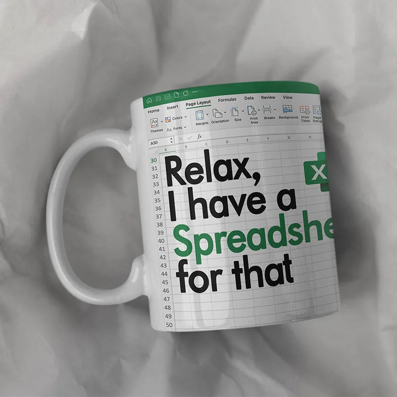 Funny Excel Spreadsheet Mug perfect for office enthusiasts appliances