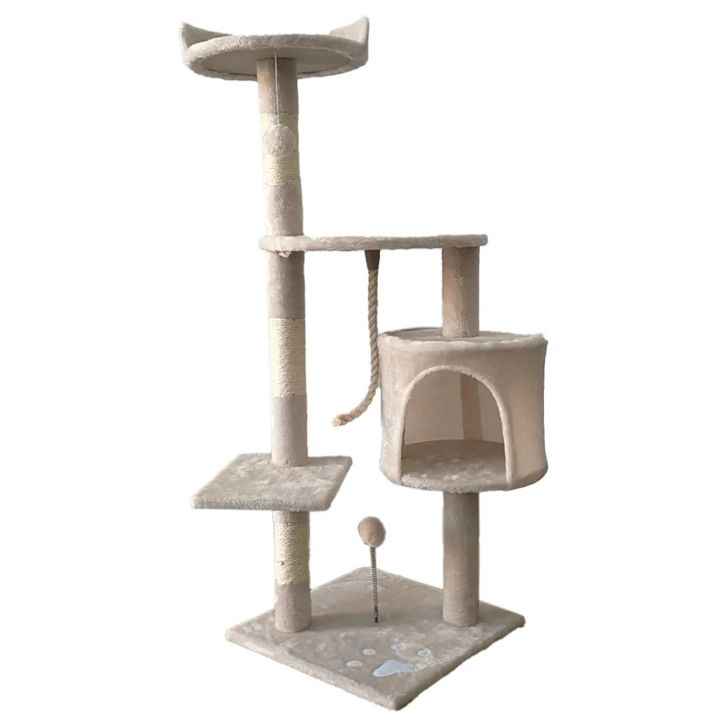 Furtastic 110cm Cat Tree Scratching Post - Beige - Pet Care