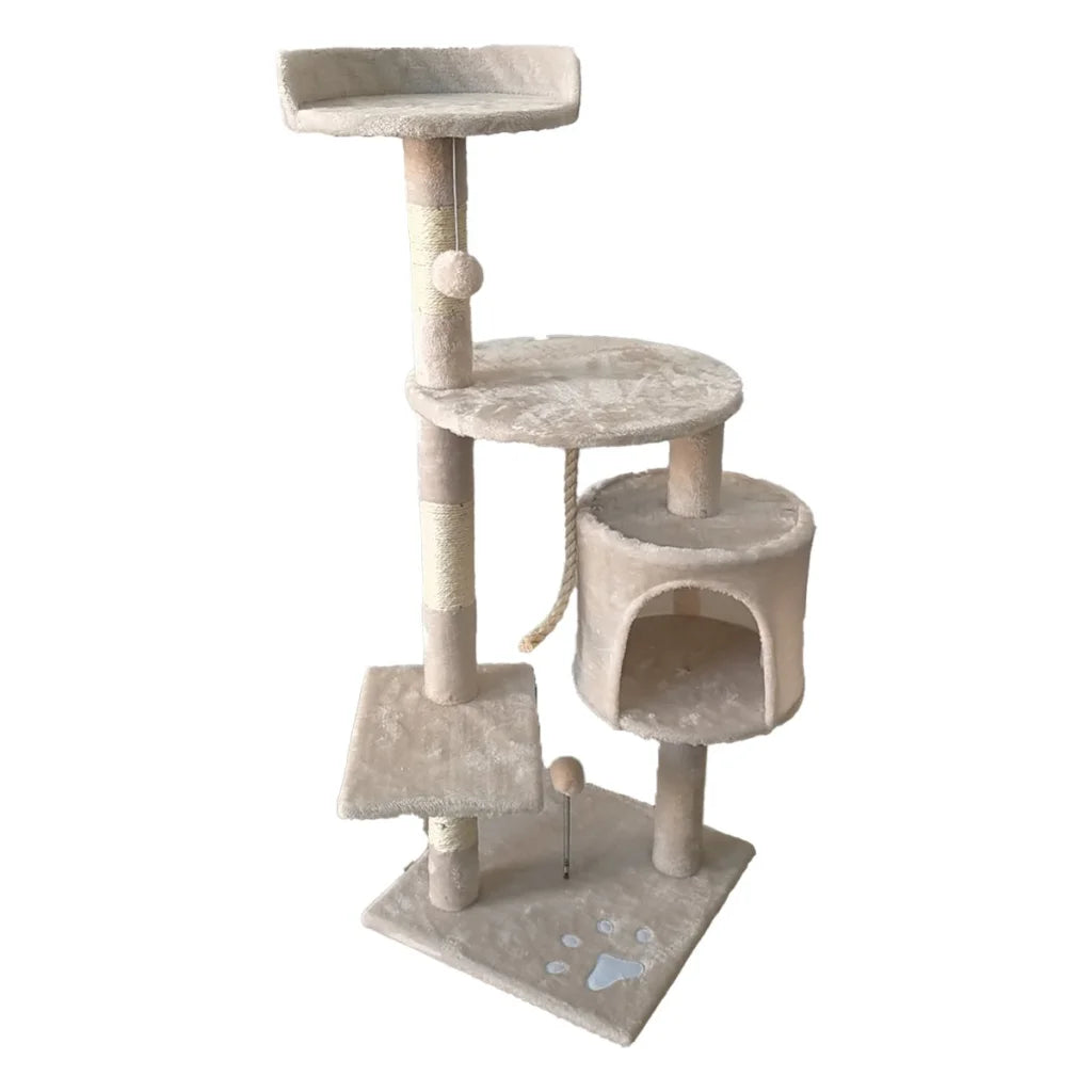 Furtastic 110cm Cat Tree Scratching Post - Beige - Pet Care
