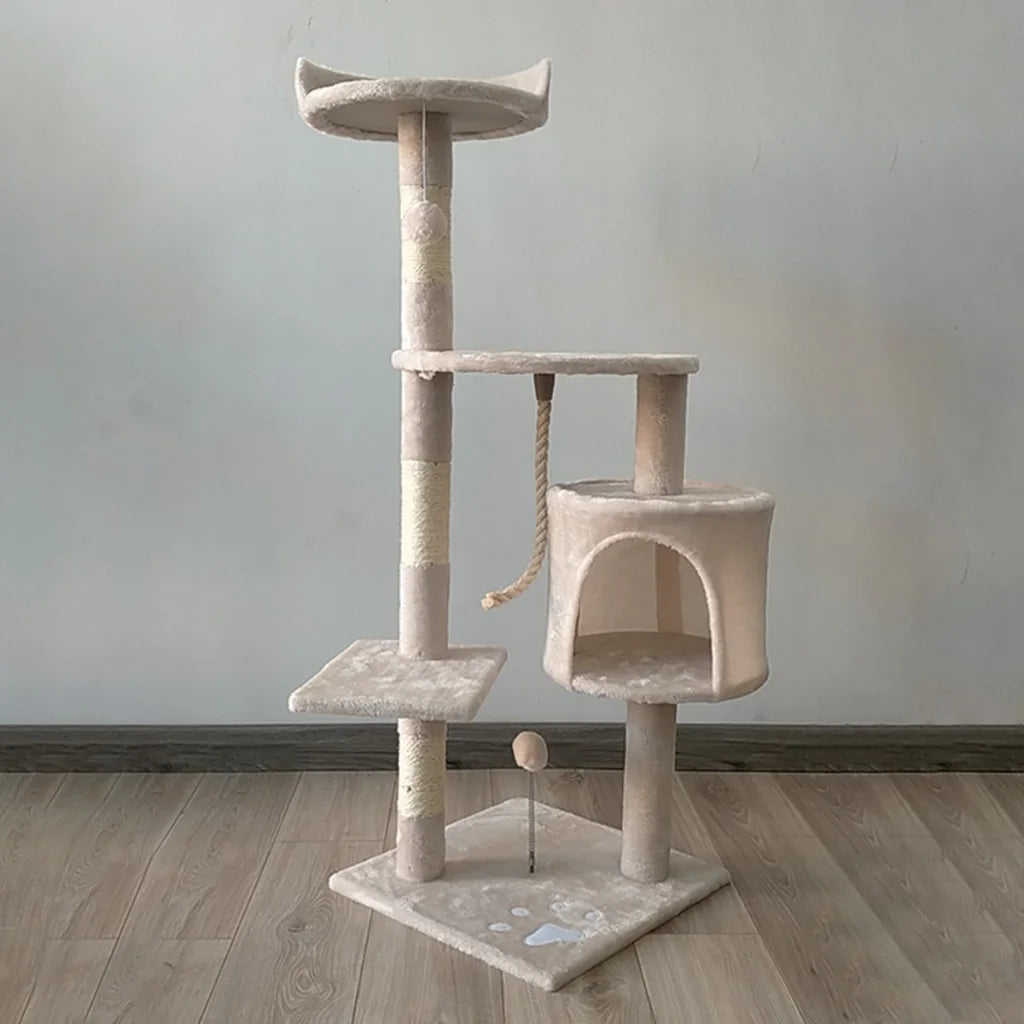 Furtastic 110cm Cat Tree Scratching Post - Beige - Pet Care
