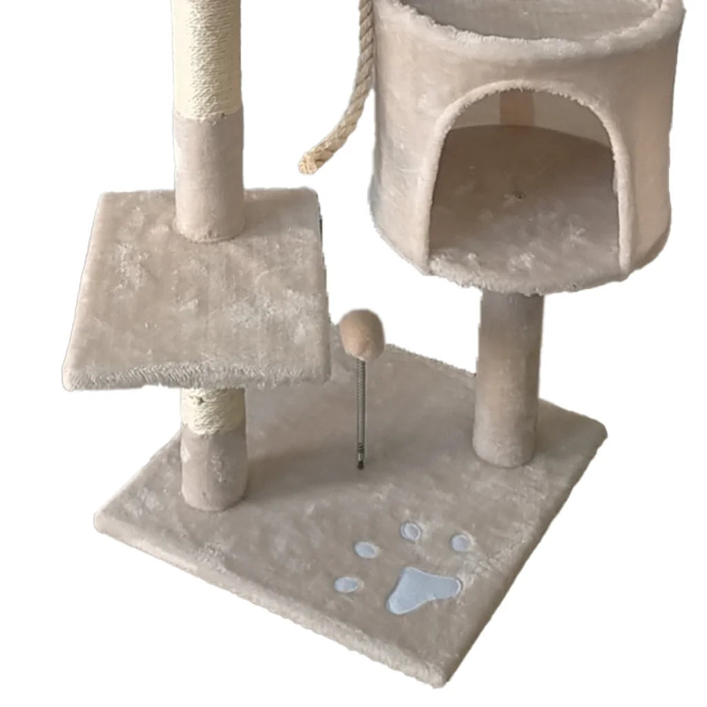 Furtastic 110cm Cat Tree Scratching Post - Beige - Pet Care