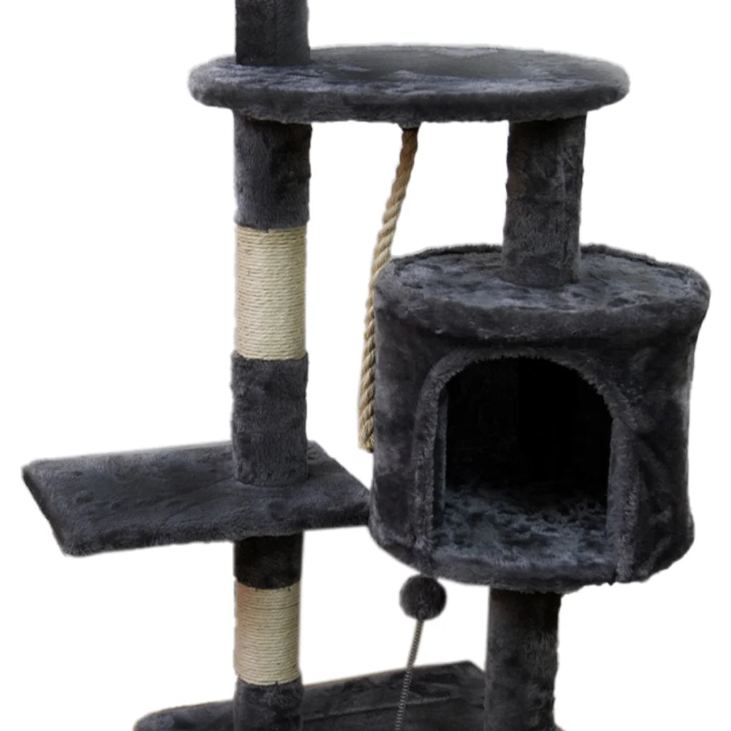 Furtastic 110cm Cat Tree Scratching Post - Dark Grey - Pet