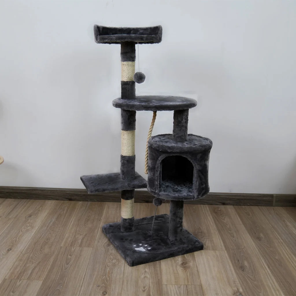 Furtastic 110cm Cat Tree Scratching Post - Dark Grey - Pet