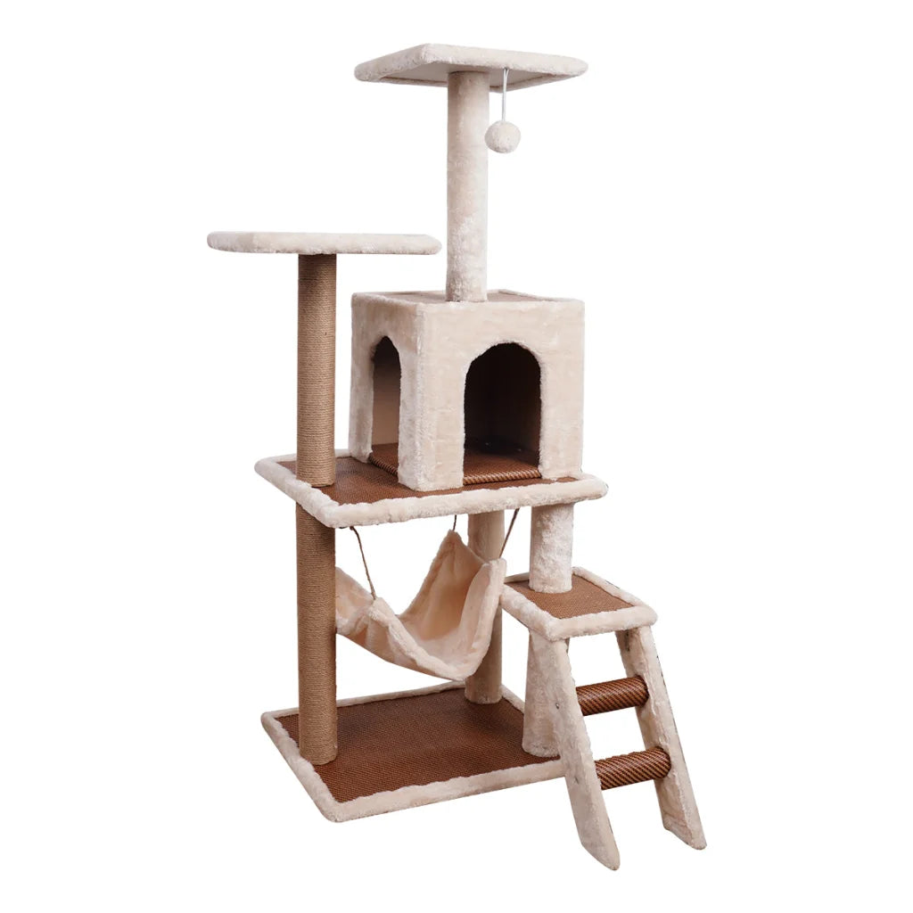 Furtastic 125cm Cat Tree Scratching Post - Beige - Pet Care