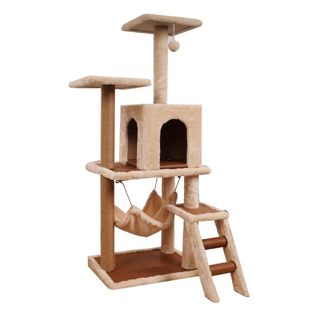 Furtastic 125cm Cat Tree Scratching Post - Beige - Pet Care