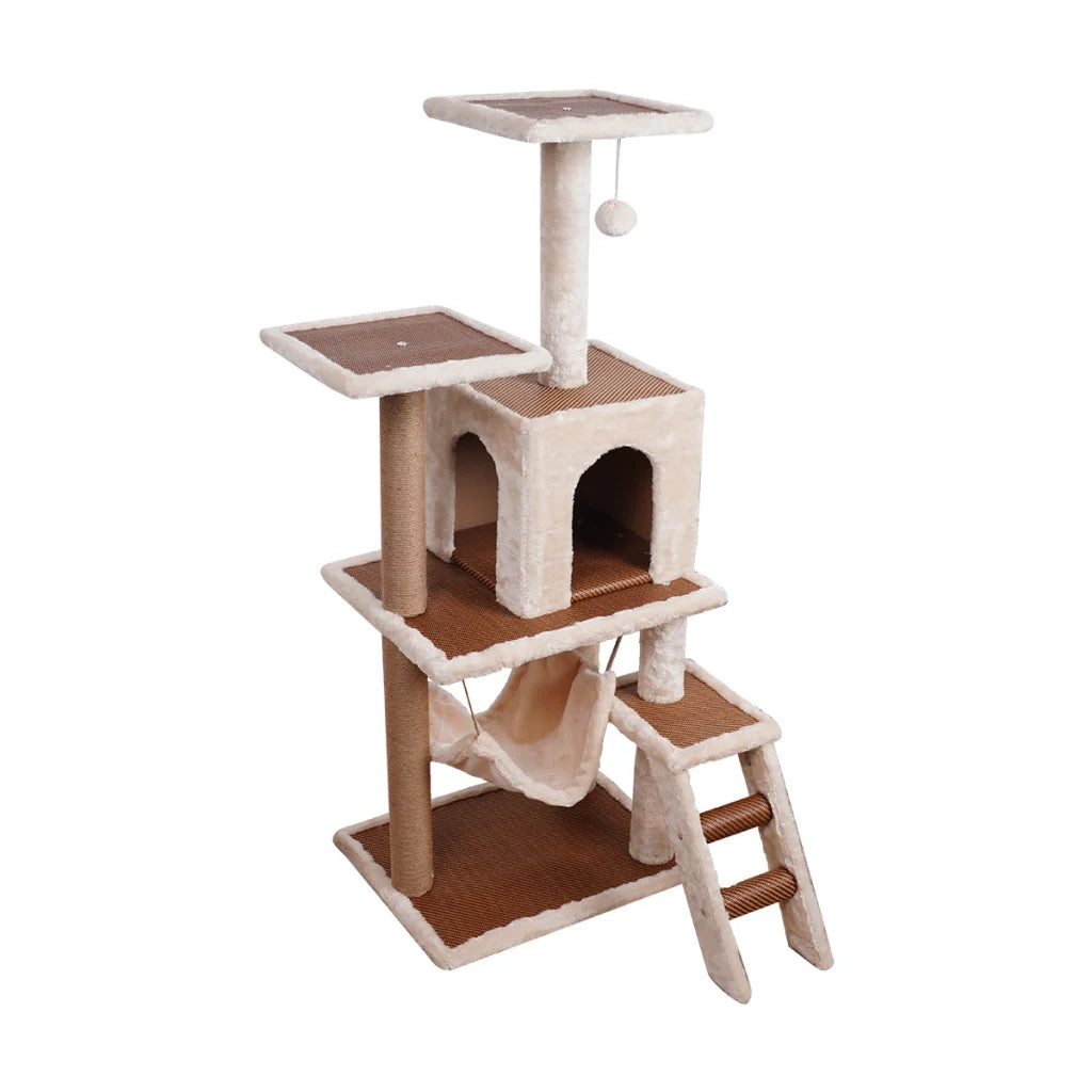 Furtastic 125cm Cat Tree Scratching Post - Beige - Pet Care