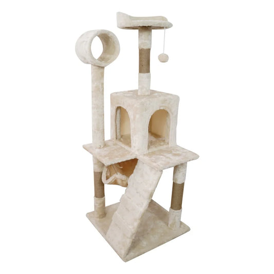 Furtastic 135cm Cat Tree Scratching Post - Beige - Pet Care