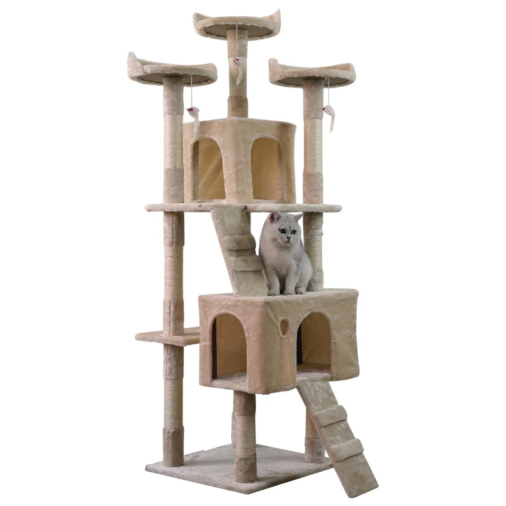 Furtastic 170cm Cat Tree Scratching Post - Beige - Pet Care