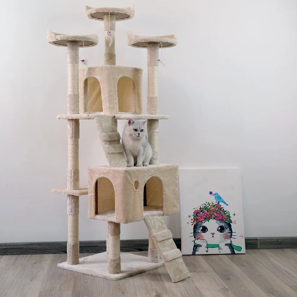 Furtastic 170cm Cat Tree Scratching Post - Beige - Pet Care