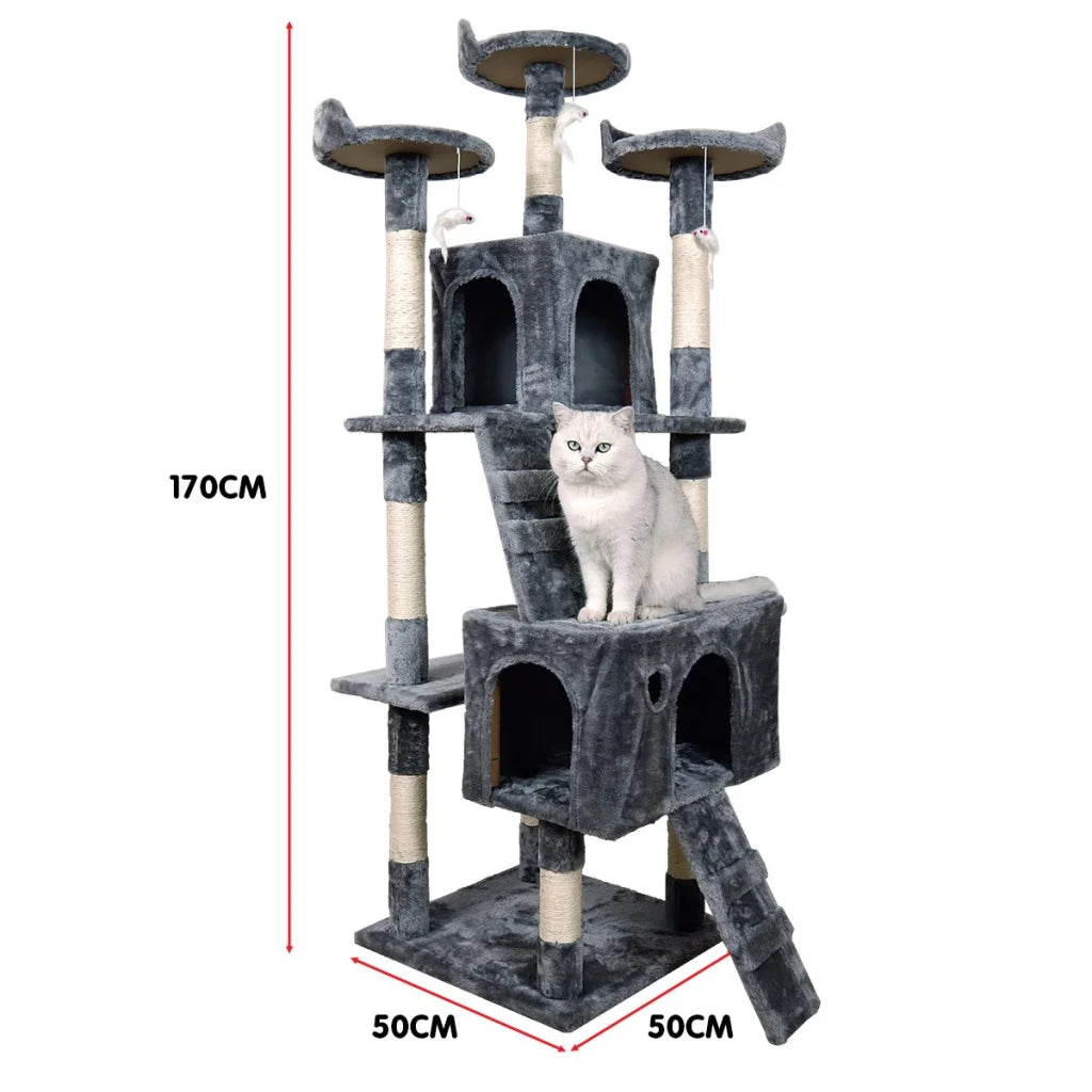 Furtastic 170cm Cat Tree Scratching Post - Dark Grey - Pet