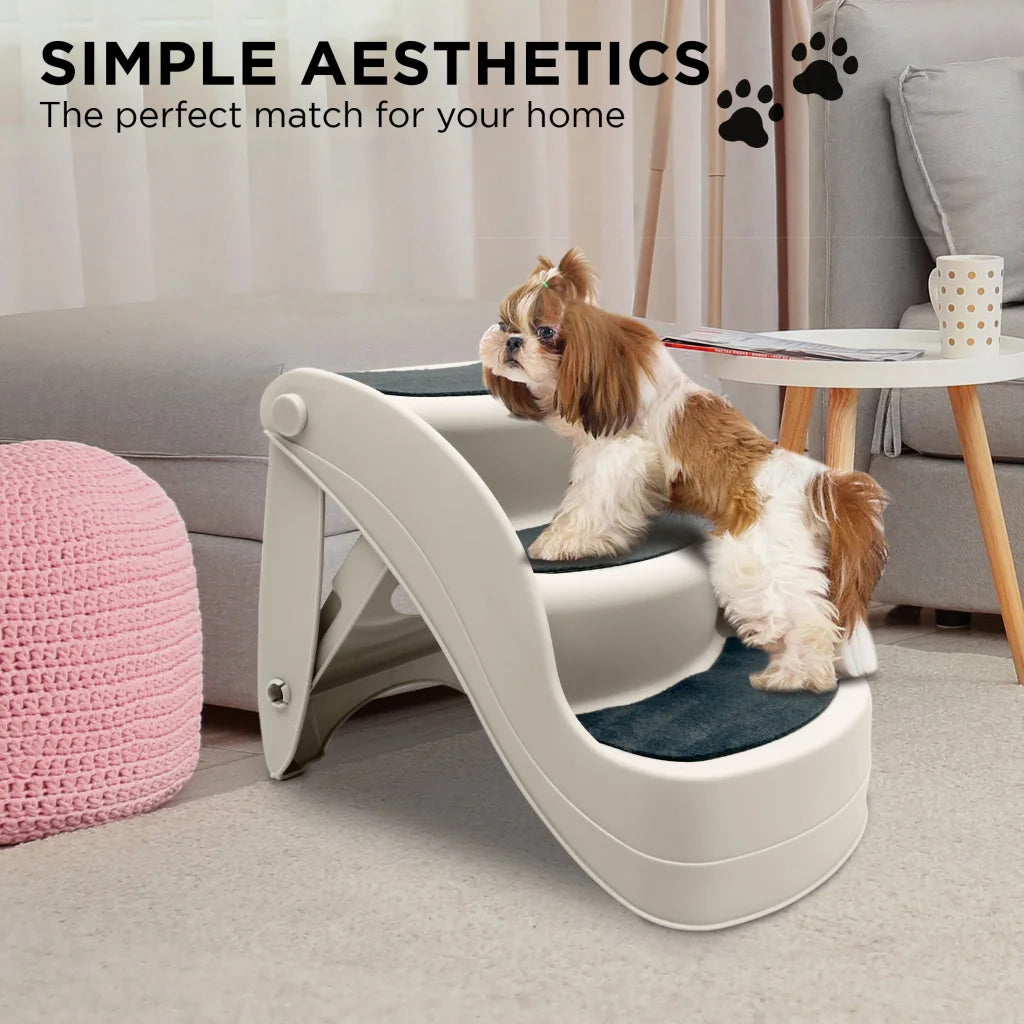 Furtastic 38cm Foldable Pet Stairs Ramp - White - Pet Care