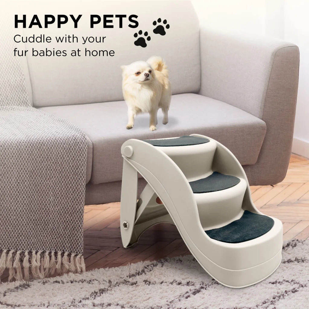 Furtastic 38cm Foldable Pet Stairs Ramp - White - Pet Care