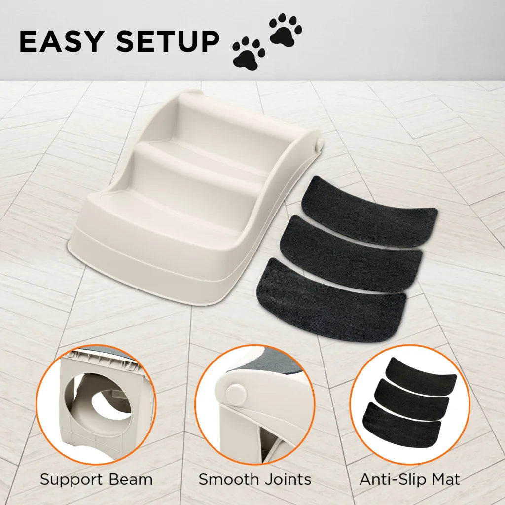 Furtastic 38cm Foldable Pet Stairs Ramp - White - Pet Care