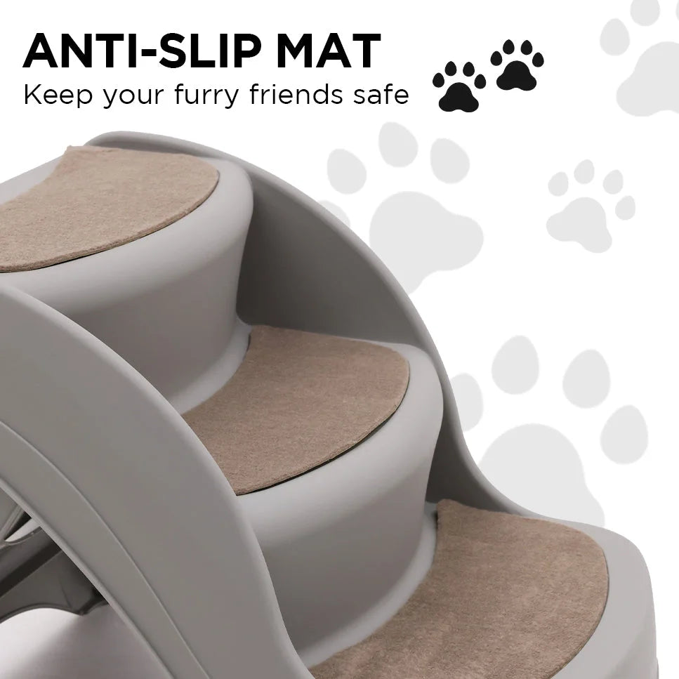 Furtastic Foldable Pet Stairs In Grey - 38cm Dog Ladder Cat