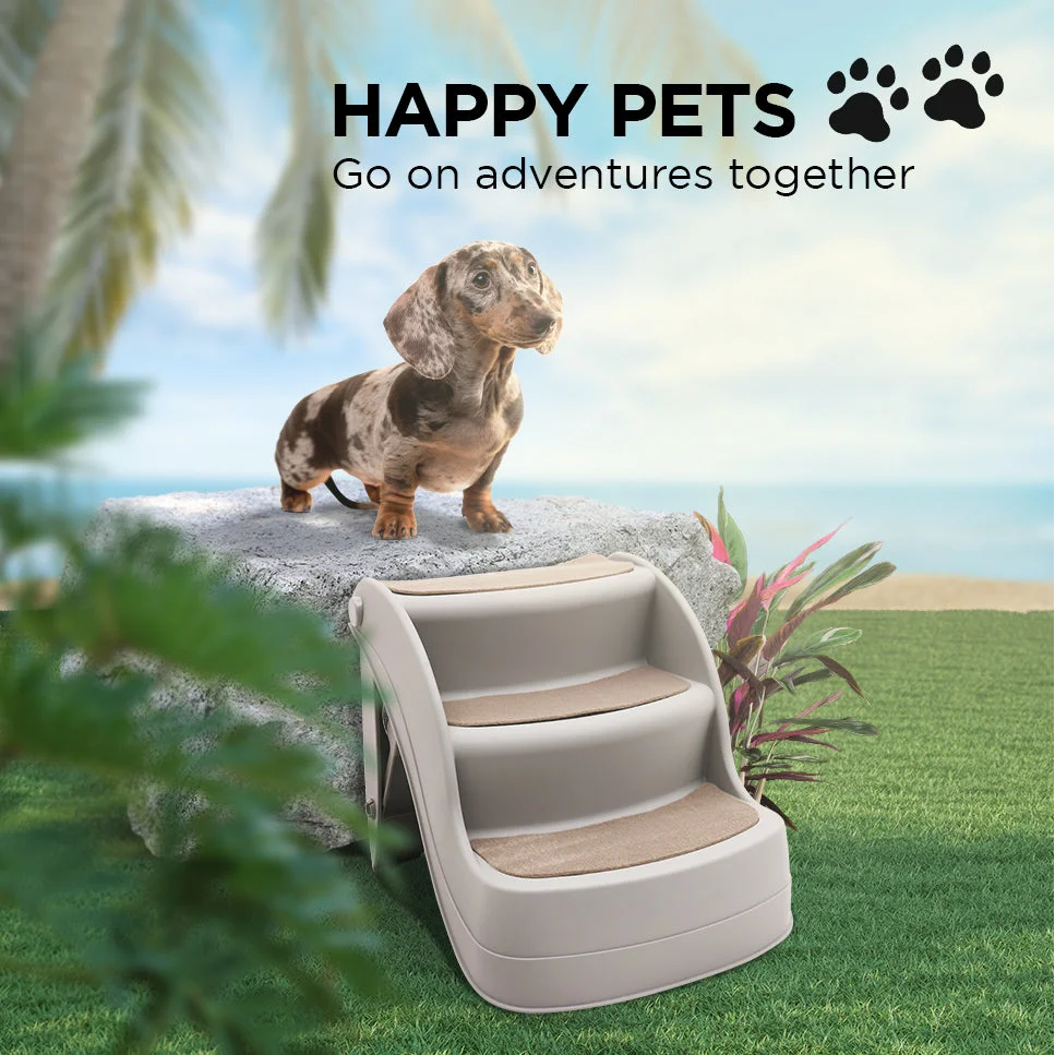 Furtastic Foldable Pet Stairs In Grey - 38cm Dog Ladder Cat