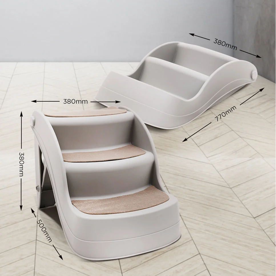 Furtastic Foldable Pet Stairs In Grey - 38cm Dog Ladder Cat