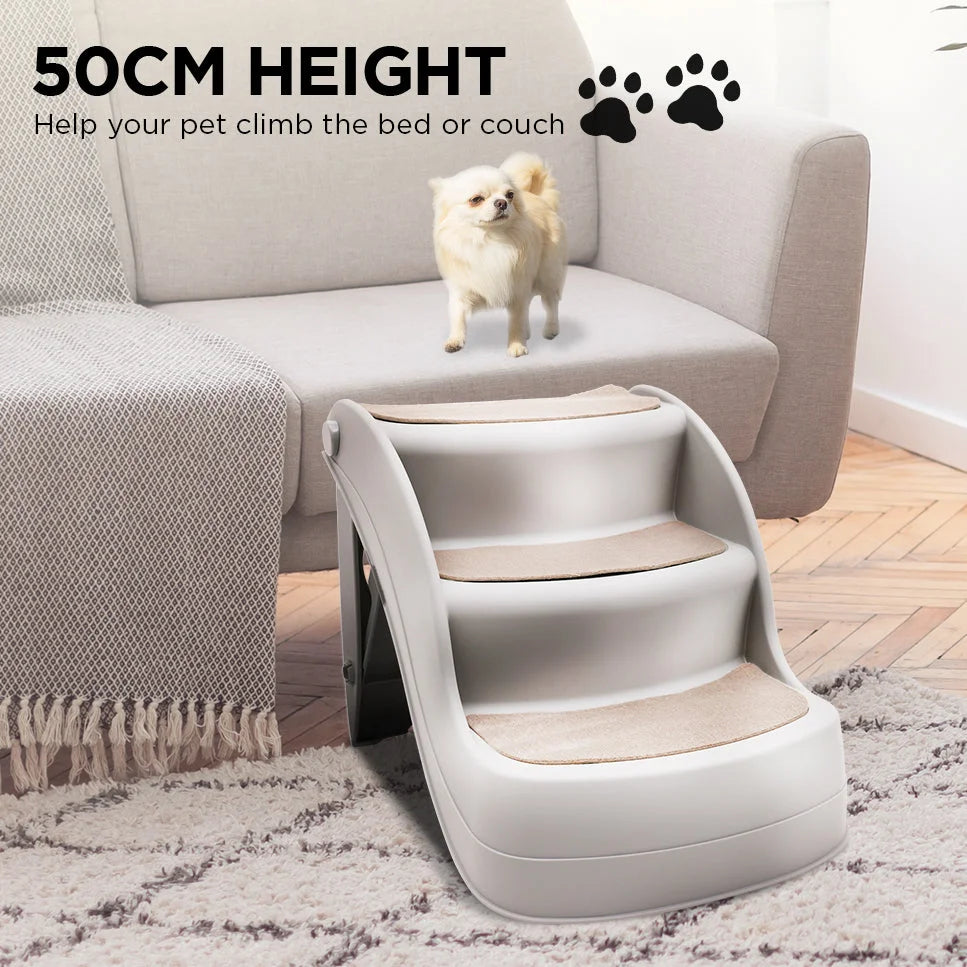 Furtastic Foldable Pet Stairs In Grey - 38cm Dog Ladder Cat