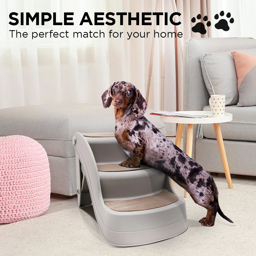 Furtastic Foldable Pet Stairs In Grey - 38cm Dog Ladder Cat