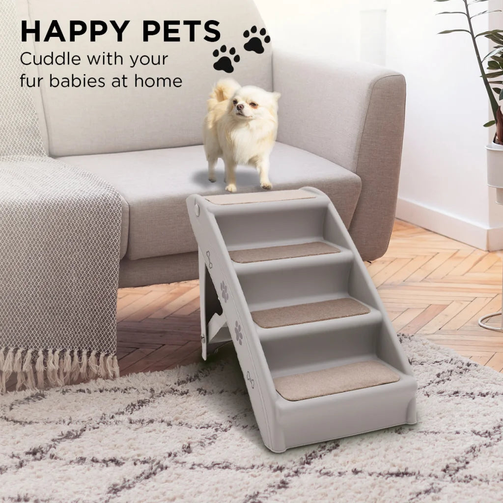 Furtastic Foldable Pet Stairs in Grey - 50cm Dog Ladder Cat