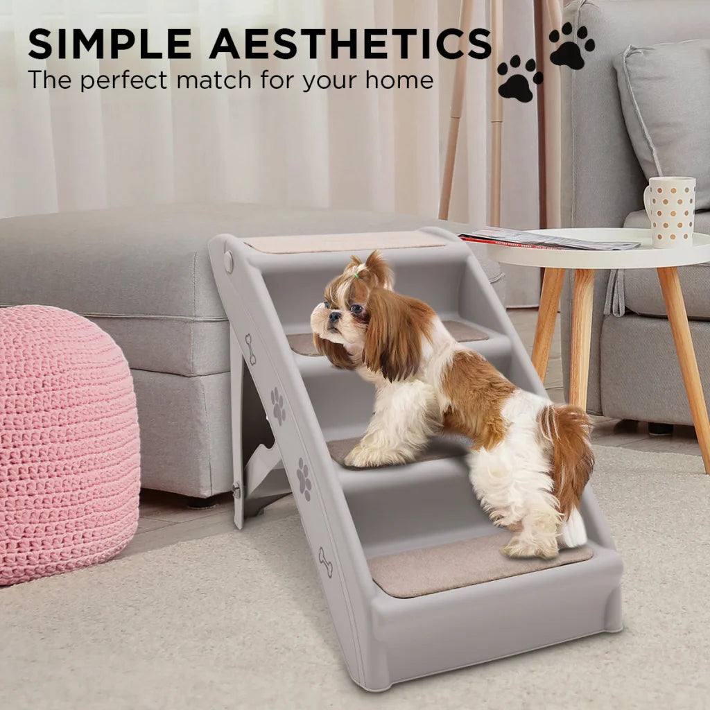 Furtastic Foldable Pet Stairs in Grey - 50cm Dog Ladder Cat