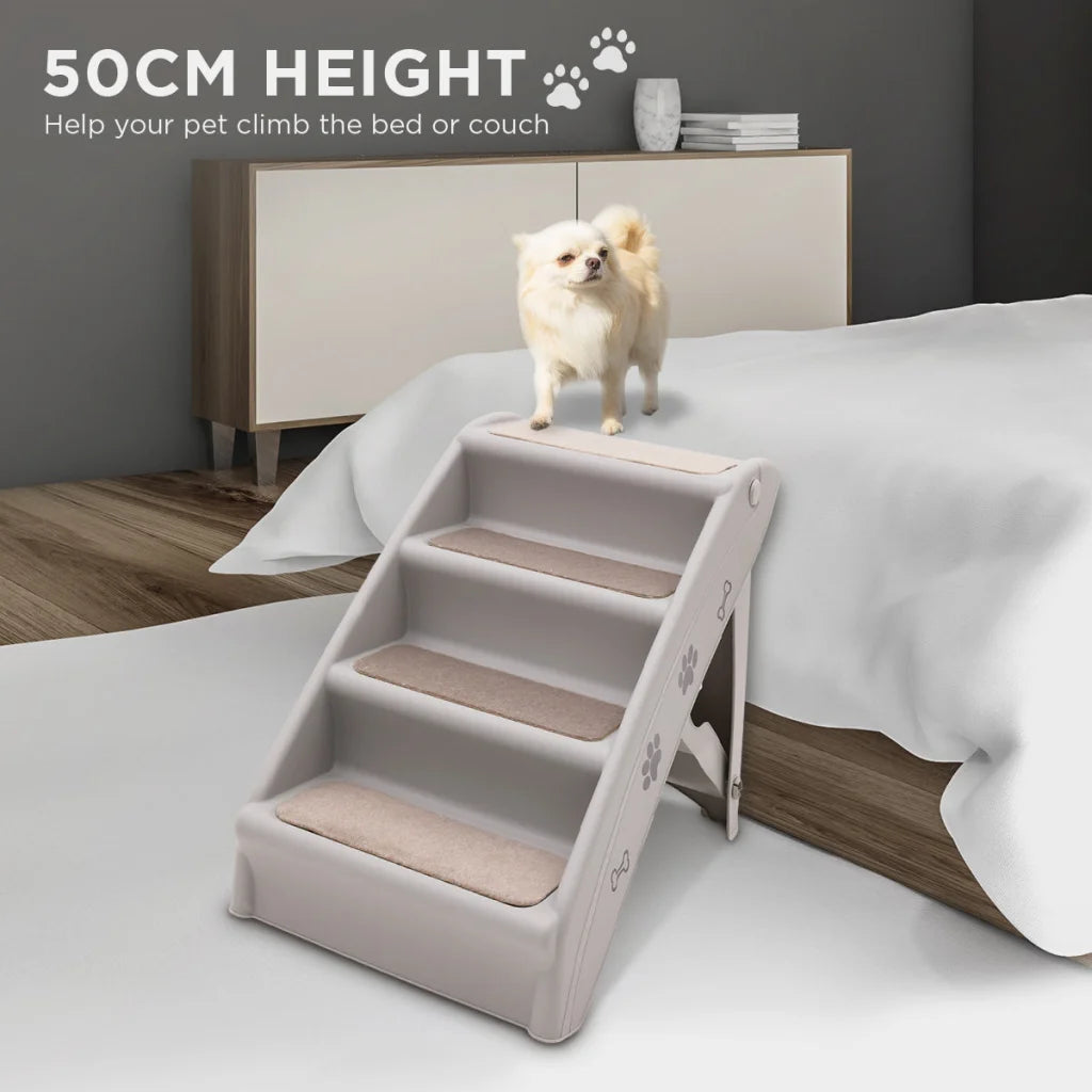 Furtastic Foldable Pet Stairs in Grey - 50cm Dog Ladder Cat