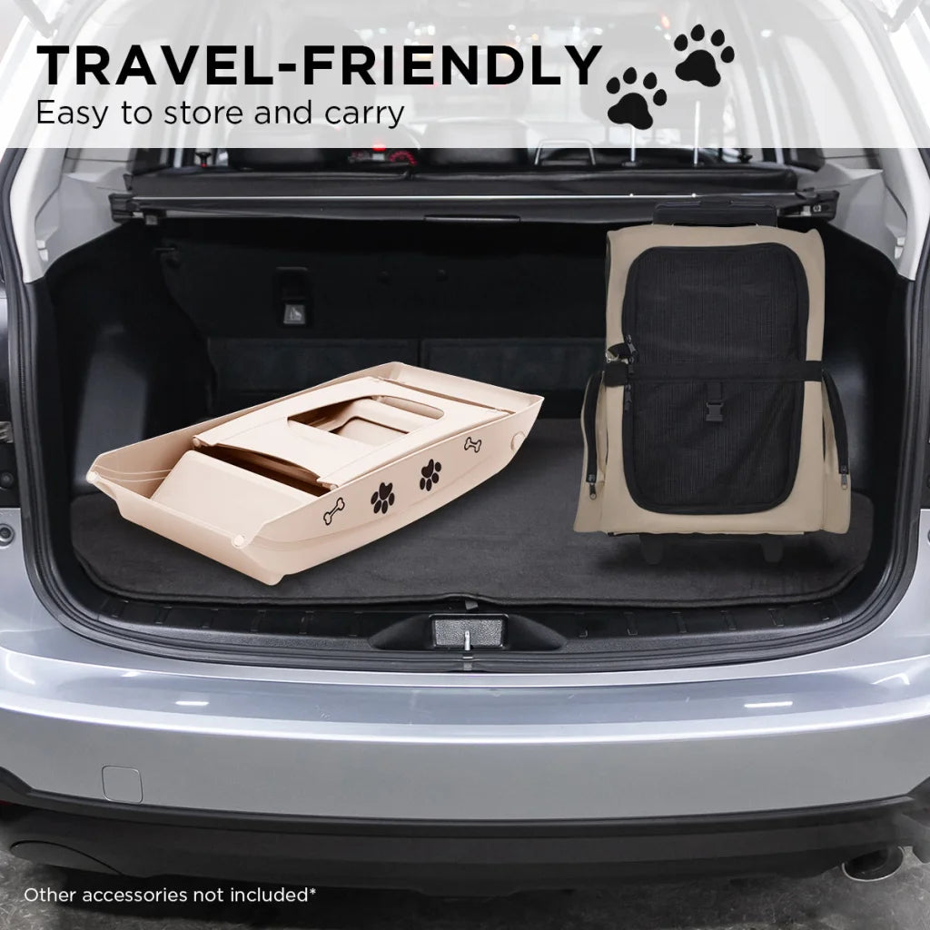 Furtastic Foldable Pet Stairs In White - 50cm Dog Ladder