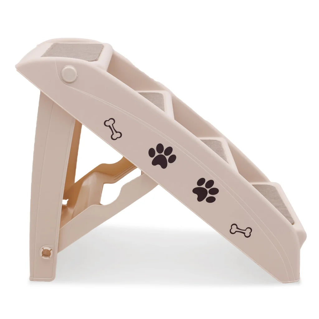 Furtastic Foldable Pet Stairs In White - 50cm Dog Ladder