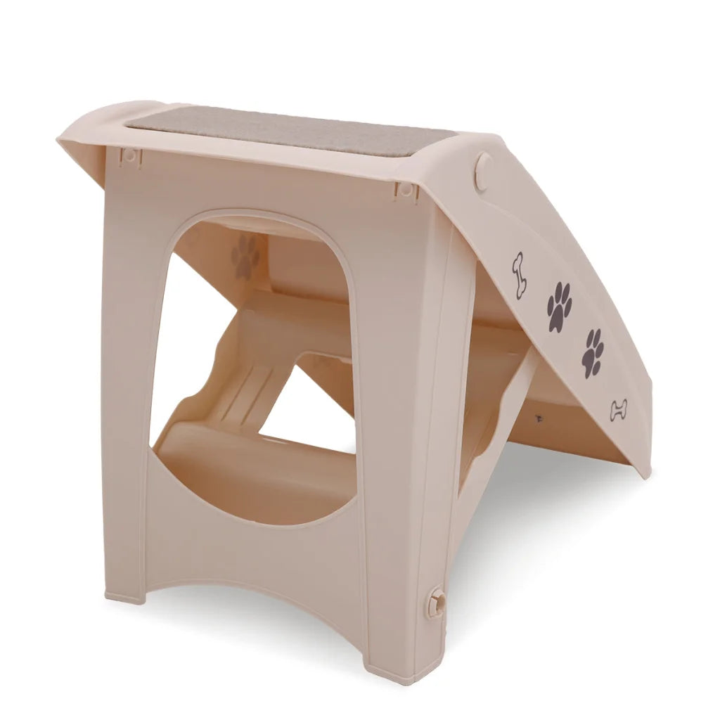 Furtastic Foldable Pet Stairs In White - 50cm Dog Ladder