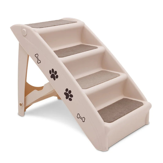 Furtastic Foldable Pet Stairs In White - 50cm Dog Ladder