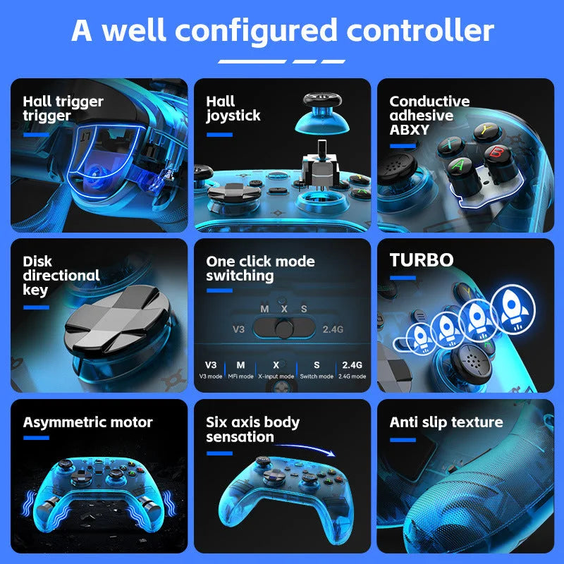 G6 Pro Wireless Gaming Controller - Hall Joysticks &