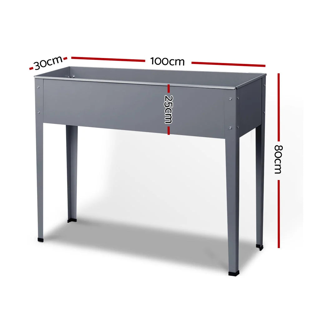 Galvanised Steel Raised Garden Bed 100x80x30cm Standing Box