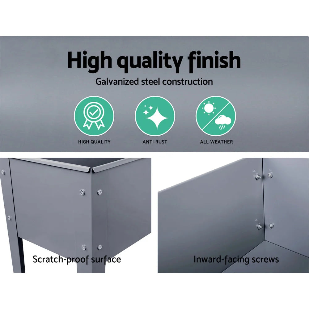 Galvanised Steel Raised Garden Bed 100x80x30cm Standing Box