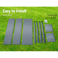 Green steel raised garden bed with green metal sides and garden soil space