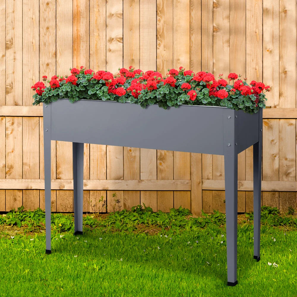Galvanised Steel Raised Garden Bed 100x80x30cm Standing Box