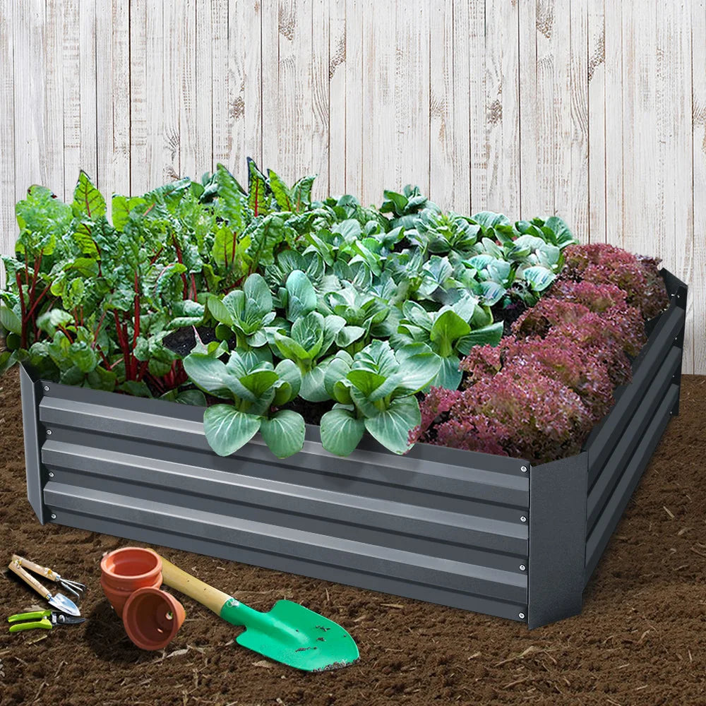Galvanised Steel Raised Garden Bed (2pcs) 120x90x30cm