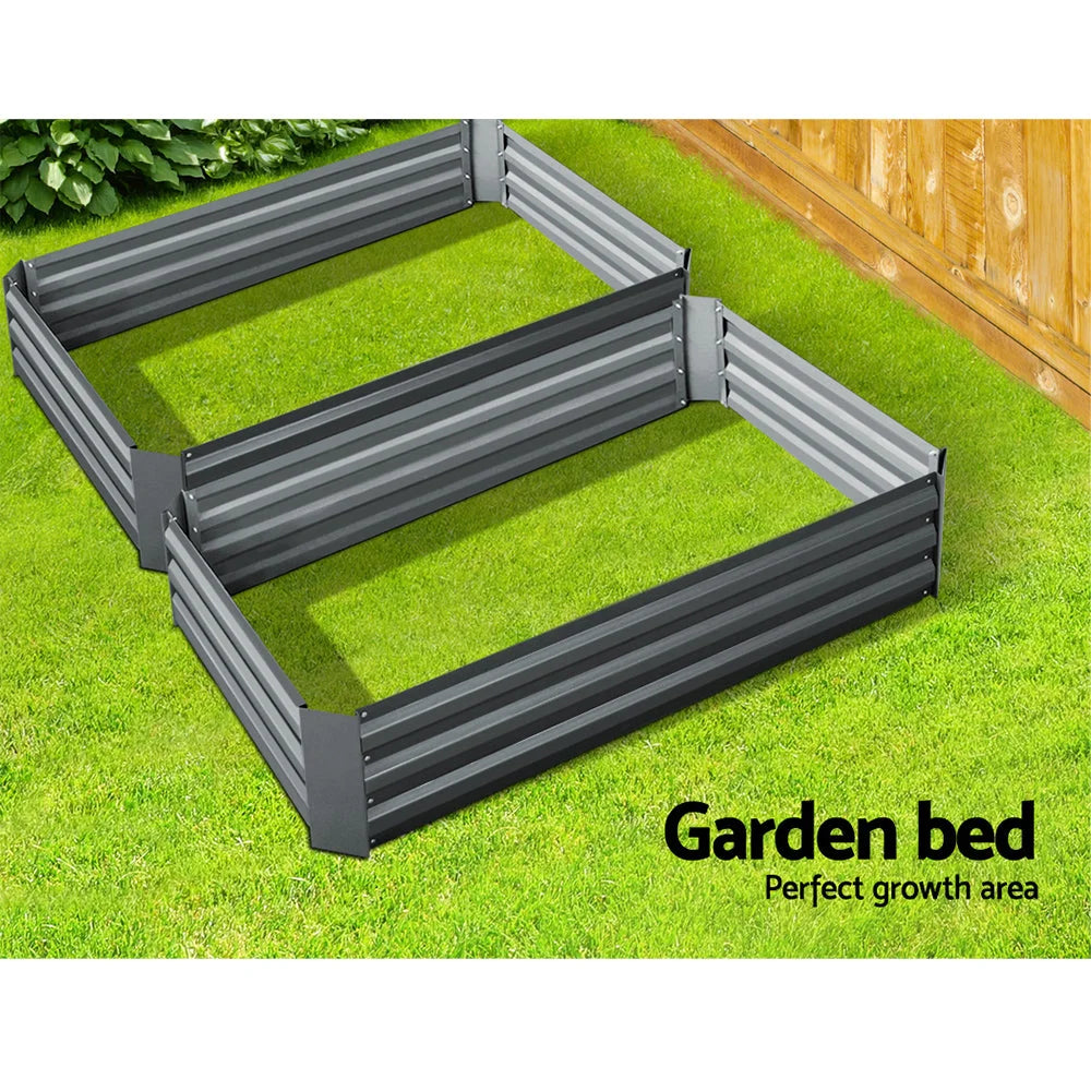 Galvanised Steel Raised Garden Bed (2pcs) 120x90x30cm