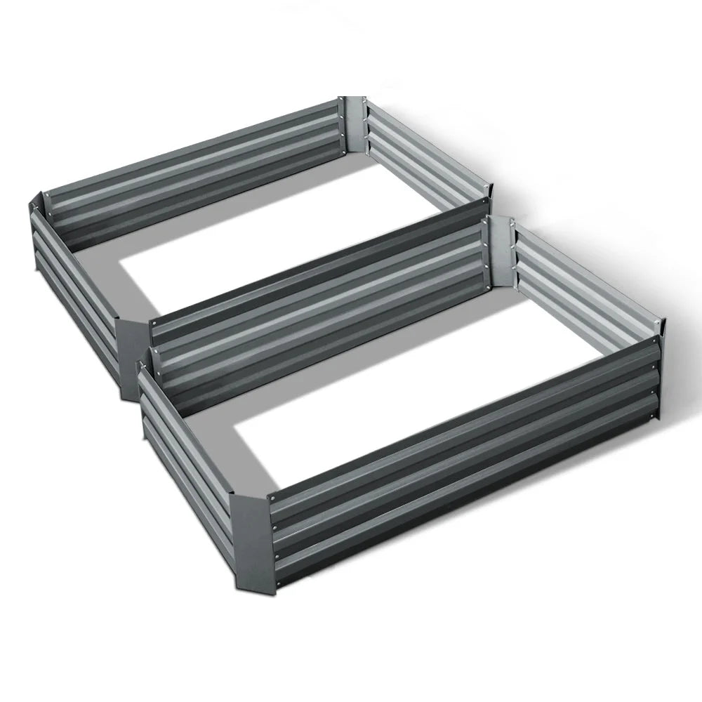 Galvanised Steel Raised Garden Bed (2pcs) 120x90x30cm