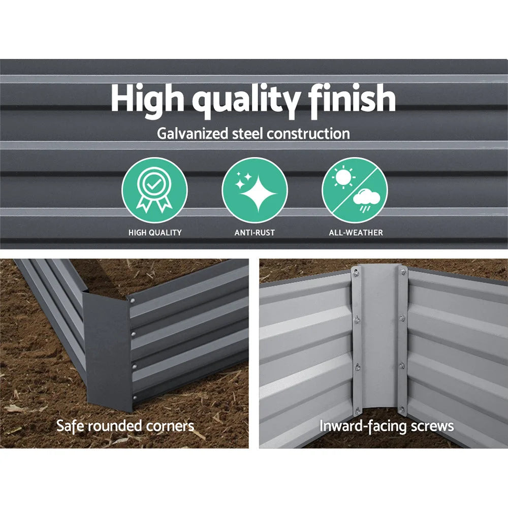 Galvanised Steel Raised Garden Bed (2pcs) 120x90x30cm