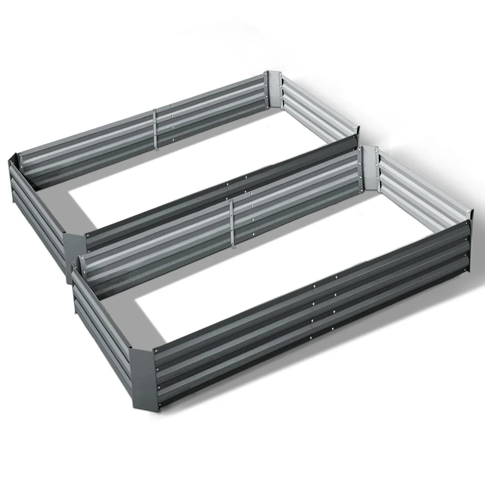 Green grey steel aluminium galvanised raised bed with fingers